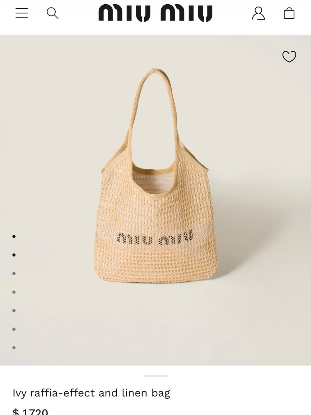 Miu Miu Beige Raffia-Effect Linen Tote